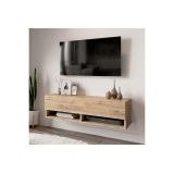 Mueble Mesa TV Moderno con 1 Puerta y Estantes en Melamina Color Madera - 100x31.5x29.6cm