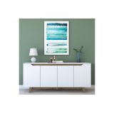 Buffet con 4 Puertas y Patas de Madera Resistente - Nogal-Blanco - 180x45x78,5cm