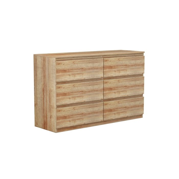 Cómoda de 6 Cajones con Amplio Espacio de Almacenaje - Color Natural - 120x40x75 cm - Mueble Moderno para Dormitorio.
