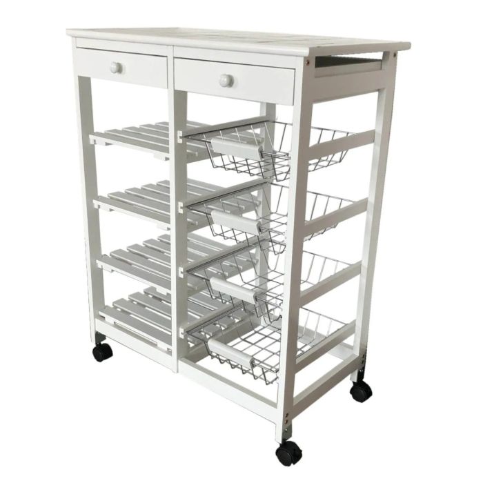 Verdulero frutero doble 4 cestas 4 baldas y 2 cajones color blanco 85x37x67
