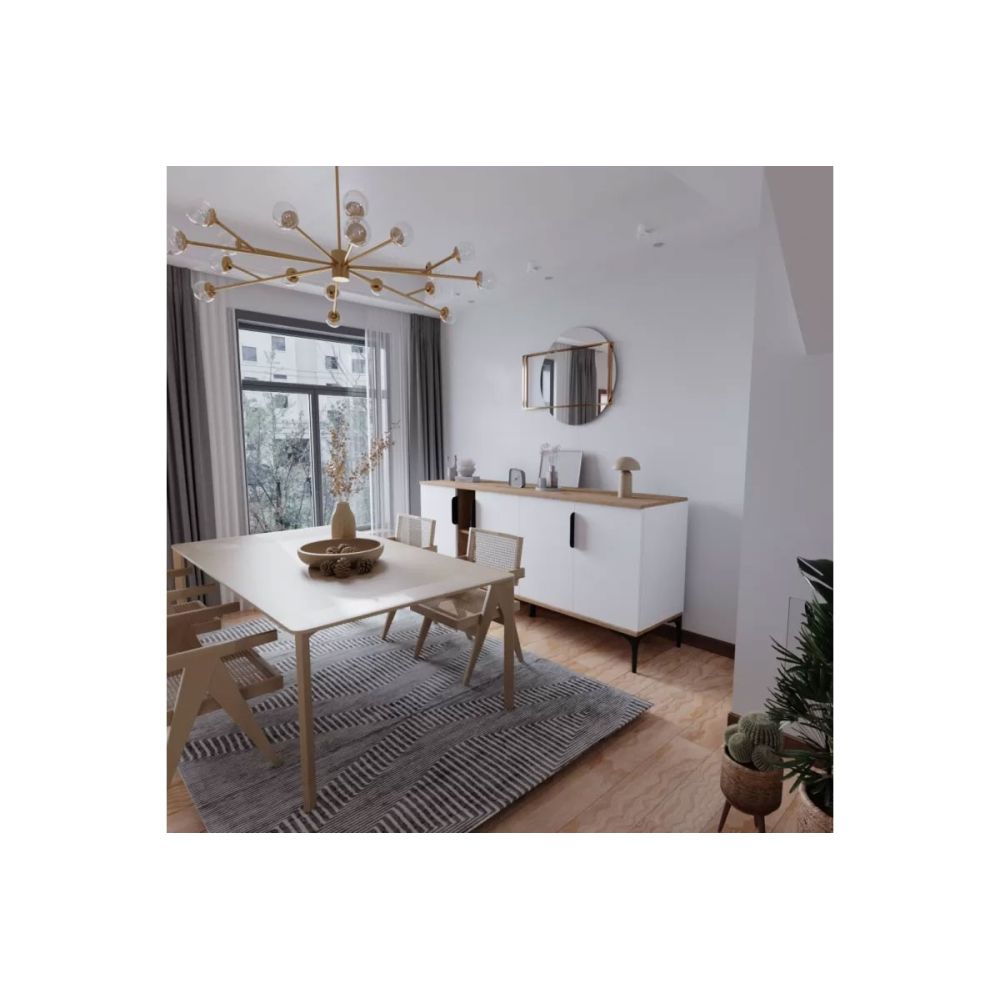 Buffet en Melamina Blanco, 180x40x78 cm, Diseño Moderno y Duradero