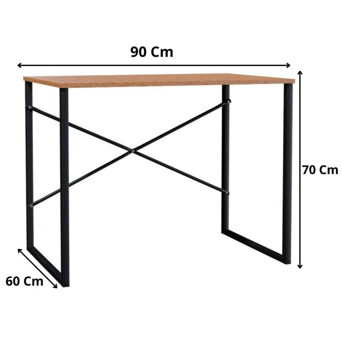 (SALDO) Mesa de Ordenador Estilo Industrial Color Nogal y Negro 90x60x70 Cm
