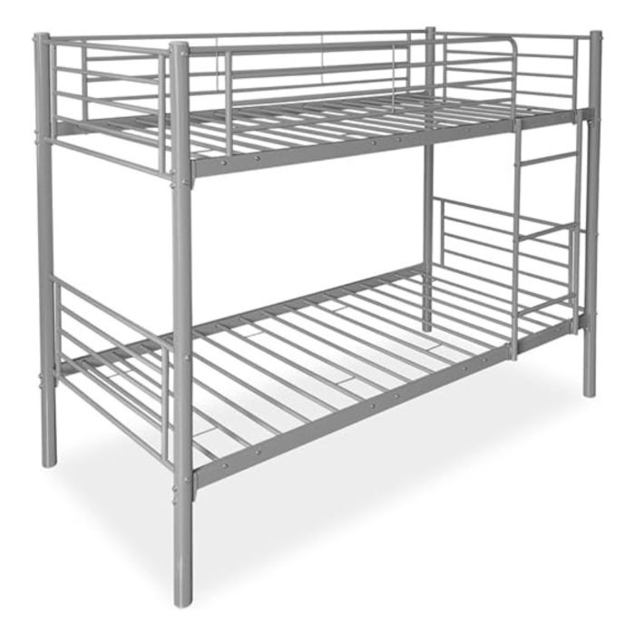 Litera Metálica Reforzada para Dos personas, Acabado en Gris, Medidas: 200 cm (Lar) x 97 cm (Fon) x 161 cm (Al)