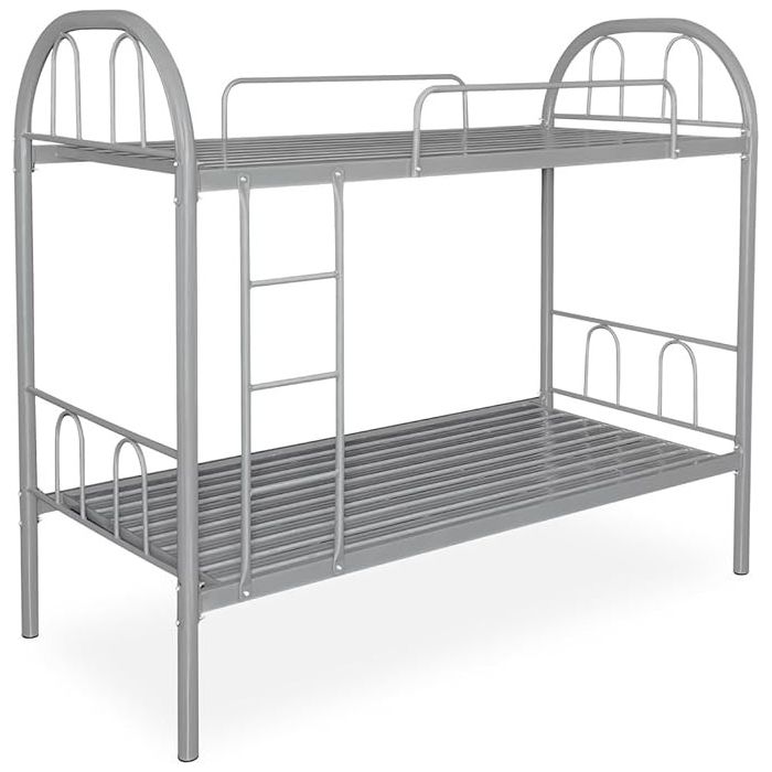 Litera Metálica Reforzada con Barandilla y Escalera - Estructura Tubular - Acero aleado - Color Gris - 90x190 Cm