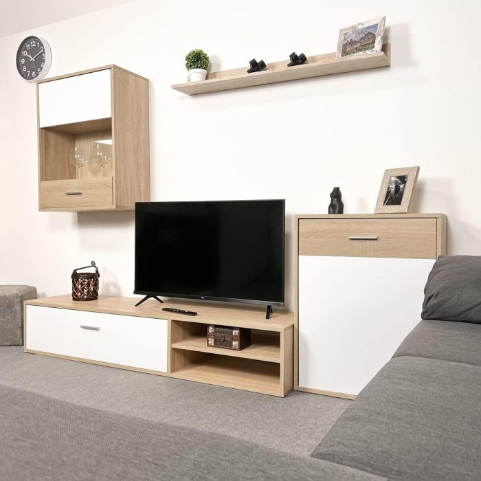 Meyvaser, Conjunto de muebles de salón 220 cm Color cambrian y blanco, muebles de salón.
