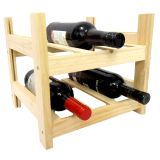 Botellero de Madera de Pino apilable en Color Natural para 6 Botellas y con 2 Niveles de Altura.