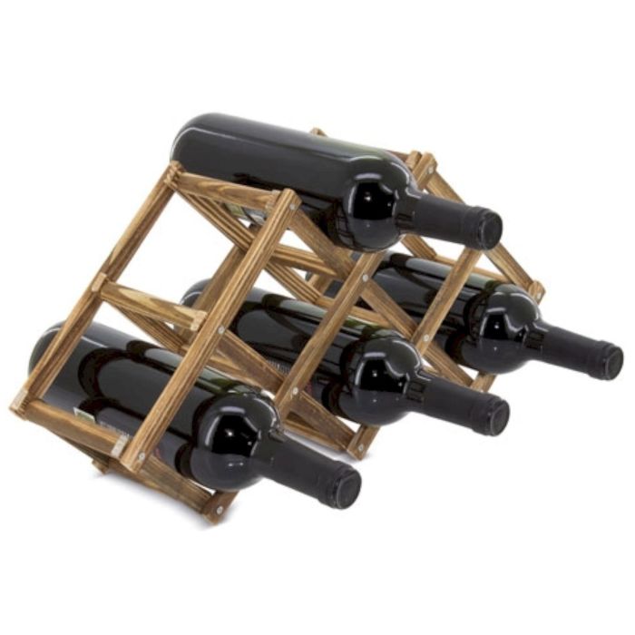 Botellero de Madera para 6 Botellas + Sacacorchos Profesional de Regalo, 46.30 X 24.00 X 15.00 cm