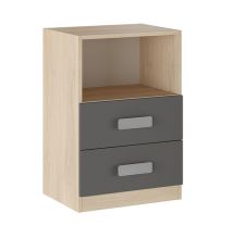 Mesita de noche - Dormitorio o Mesa Auxiliar Salón, Natural y Grafito Veteado, 47.5 x 73 x 39.6 Cm