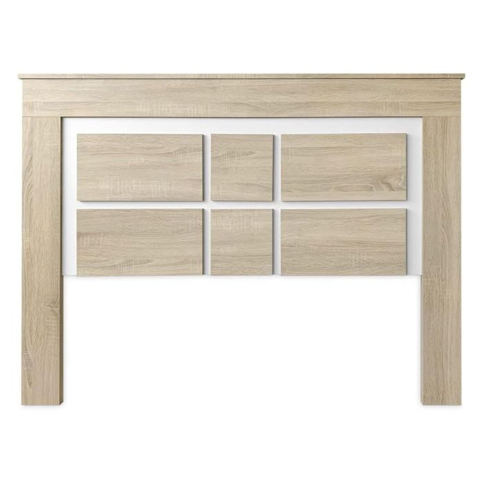 Cabezal para Cama de Matrimonio con patas, Color Cambria y Blanco, Medidas: 160 cm (Ancho) x 119,3 cm (Alto) x 3,8 cm (Fondo)