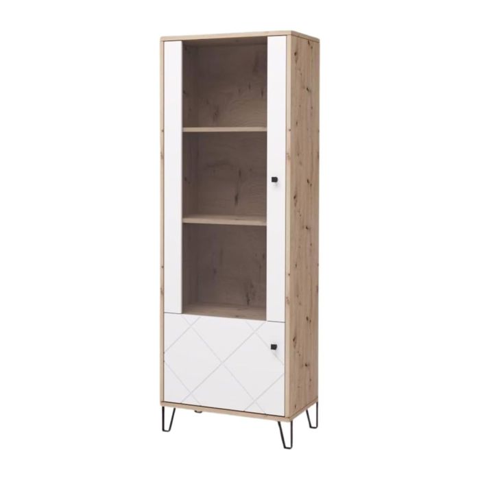 Vitrina Alta | 2 Puertas, Frentes en DM Lacado Blanco Mate | Medidas: 170,2 cm Alto x 40 cm Fondo x 68,4 cm Ancho