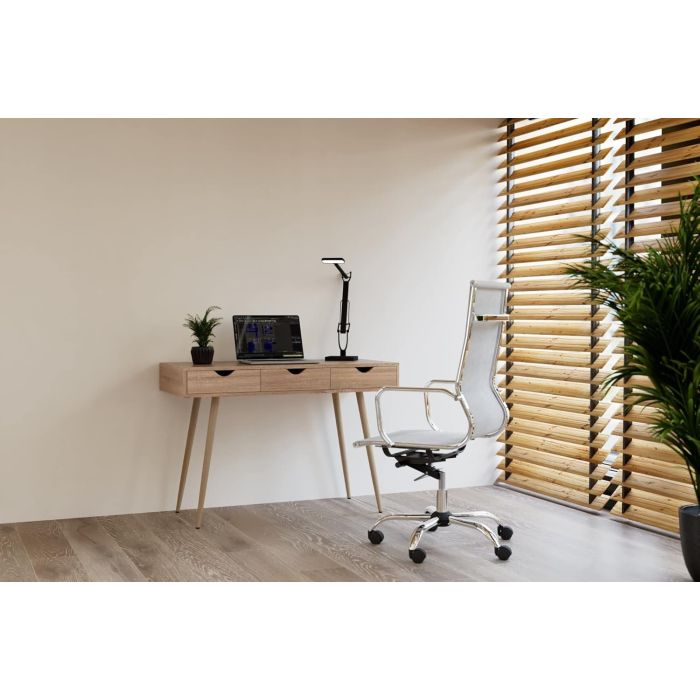 Mesa Escritorio Roble con 3 Cajones y Patas Estilo Escandinavo – Compacta y Funcional, 110x50x75 cm