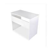 Mesa de Escritorio, Acabada en Blanco, Mesa para Pc con balda interior, Medidas: 90 cm (Ancho) x 49,5 cm (Fondo) x 77 cm (Alto)