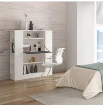 Estantería con Escritorio, Mesa de Ordenador, Acabado en Blanco y Negro, Medidas: 119,6 cm (Largo) x 139,6 cm (Alto) x 34,5 c