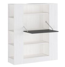 Estantería con Escritorio, Mesa de Ordenador, Acabado en Blanco y Negro, Medidas: 119,6 cm (Largo) x 139,6 cm (Alto) x 34,5 c