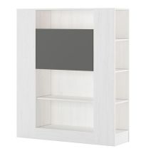 Estantería con Escritorio, Mesa de Ordenador, Acabado en Blanco y Negro, Medidas: 119,6 cm (Largo) x 139,6 cm (Alto) x 34,5 c