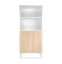 Conjunto de Salón Mueble Completo: Bajo TV, Mueble Bar, Estantería y Mueble Colgar - Estilo Roble y Blanco.