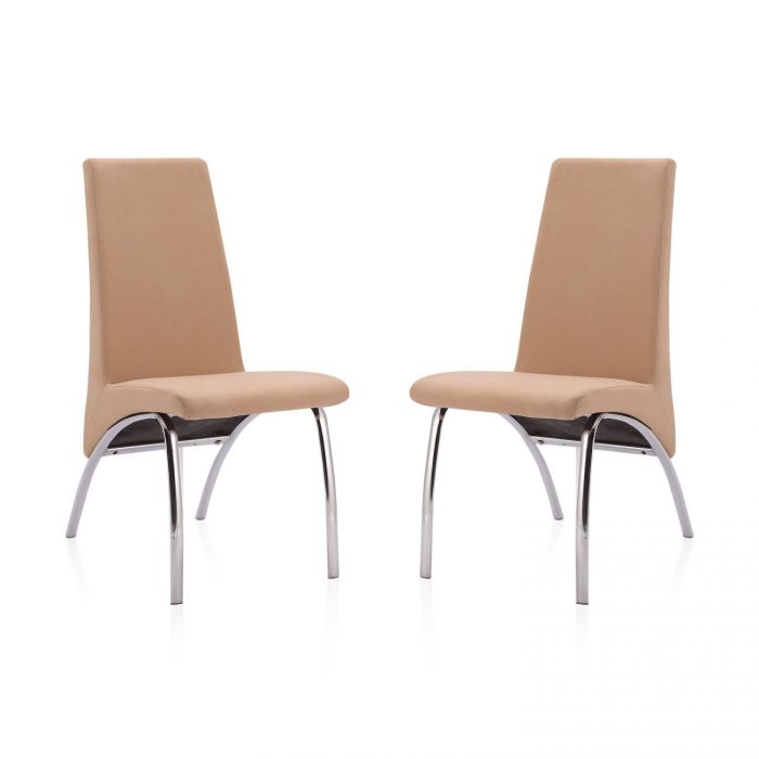 Pack 2 Sillas de Comedor, Sillas para Salón, Acabado en Tejido Beige, Medidas: 44 cm (Ancho) x 61 cm (Largo) x 95 cm (Alto)