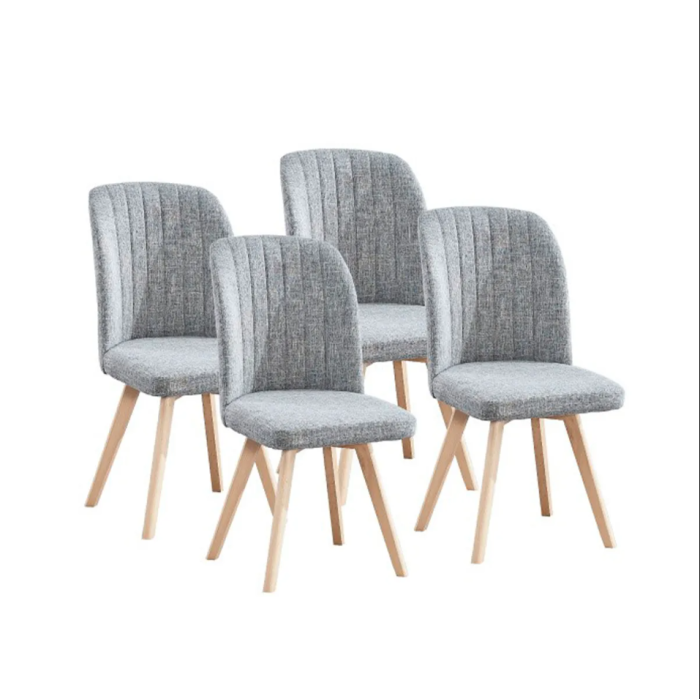 Pack 4 Sillas de Comedor, Sillas de Salón Color Gris y Patas Color Haya, Medidas: Ancho: 46 cm x Fondo: 55 cm x Alto: 92 cm