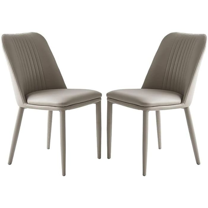 Pack 2 sillas tapizadas en Piel sintética Color Latte, Patas Metal, Medidas: Alto: 87cm Ancho: 50cm Profundidad: 53cm