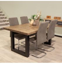 Pack de 4 Sillas Tapizadas para Salón – Acabado Marengo con Patas Cromadas de Aluminio, Medidas: 42,5 cm x 52 cm x 99 cm