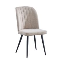 Pack de 4 Sillas Modernas para Comedor– Tapizado en Color Beig con Patas Metálicas Negras, Medidas: 46 cm x 55 cm x 92 cm