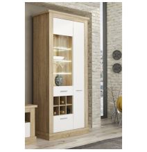Mueble de Comedor, Mueble Salón, Acabado en Blanco y Cambria, Medidas: 276 cm (Ancho) x 201,6 cm (Alto) x 41,8 cm (Fondo)