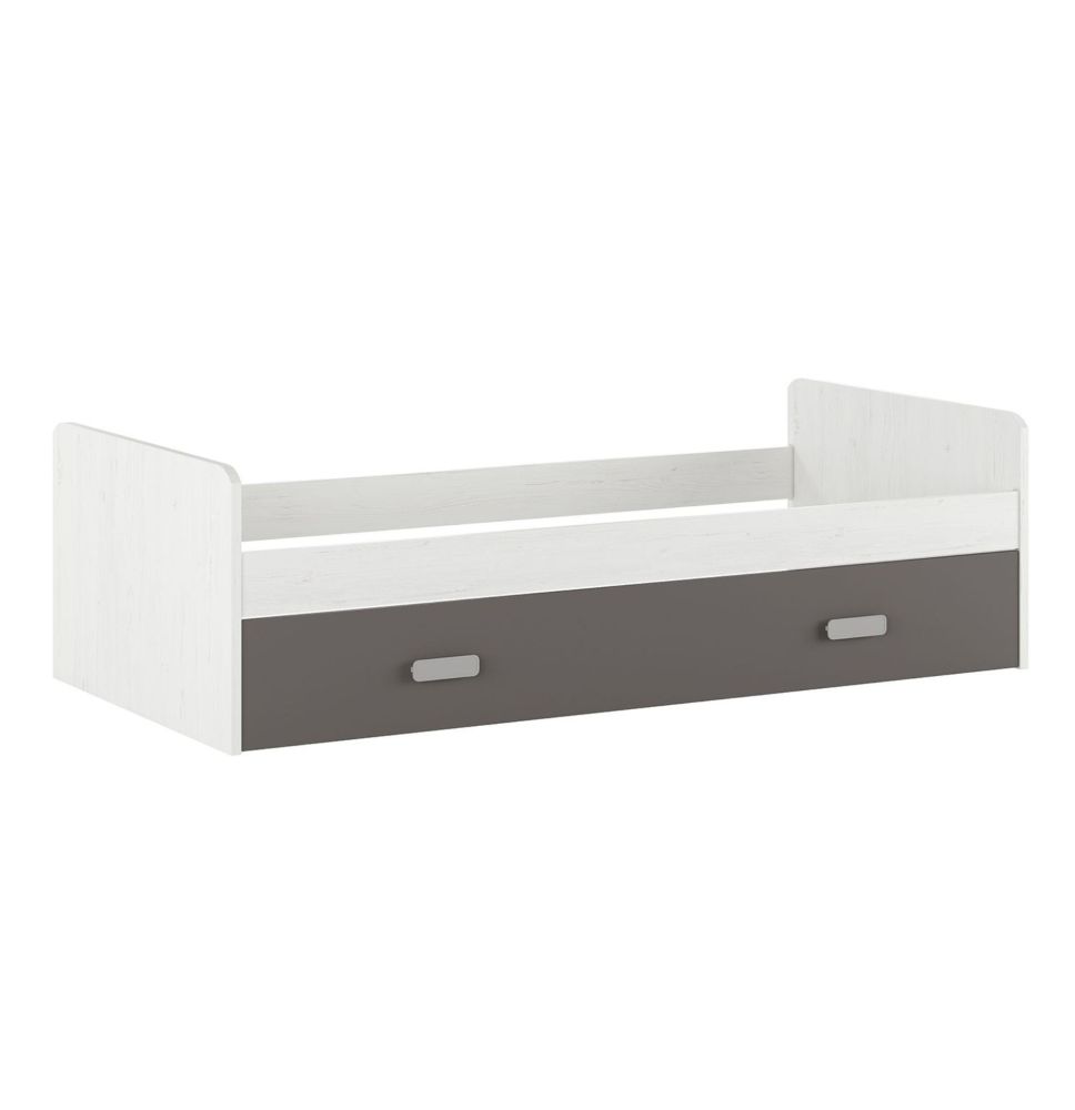 Cama Nido de Melamina Color Andersen y Grafito – Ancho 194,4 cm x Fondo 98 cm x Alto 58 cm, Ideal para Habitaciones Juveniles.