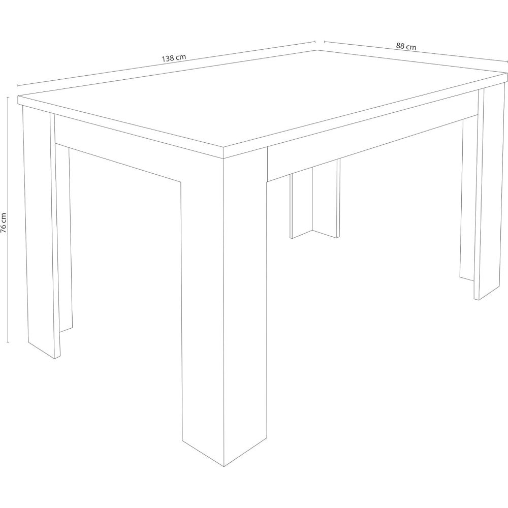 Mesa de Comedor Extensible, Mesa Salón, Robusta, Color Cañón, 138-198 cm (Largo) x 88 cm (Ancho) x 76 cm (Alto)