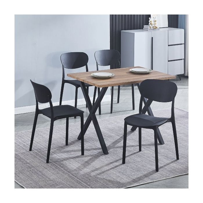 Mesa Comedor Madera, Patas metálicas Negras, Mesa Rectangular, Medidas 100 cm (Largo) x 70 cm (Ancho) 76 cm (Alto)