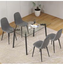 Mesa de Cristal Fija para Comedor - Patas Negras de Metal | Alta Calidad y Estilo Versátil | 140x80 x 75 cm