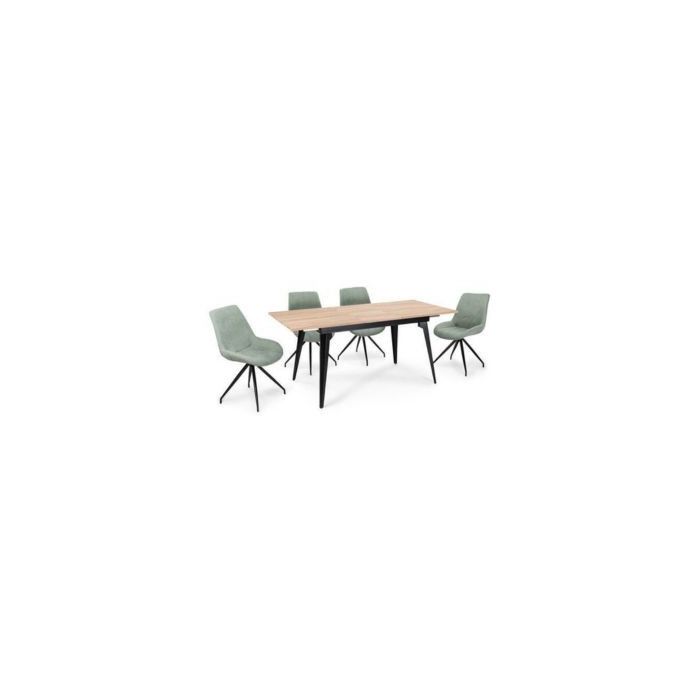 Mesa de Comedor Extensible Moderna – Acabado en Color Roble y Patas Negro Mate | Ajustable de 140/180x 80x 75 cm
