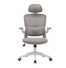 Silla de Oficina Ergonómica en Tejido 3D Gris con Reposacabezas Regulable y Refuerzo Lumbar - Medidas 65x55x114-124 cm