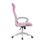 Silla de Oficina Ergonómica con Respaldo en PU Rosa y Tejido 3D Rosa, Reposacabezas Ajustable - Medidas 57,5x54x104-114 cm