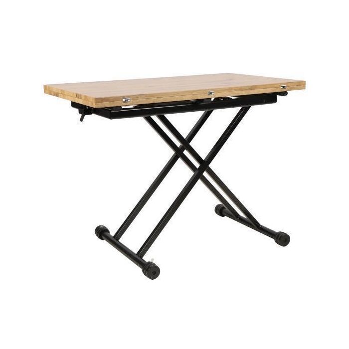 Mesa de Centro Elevable y Tapa Extensible - Fabricada en MDF - Cerrada 100x57 cm, Abierta 100x114 cm, Altura de 39 a 77 cm