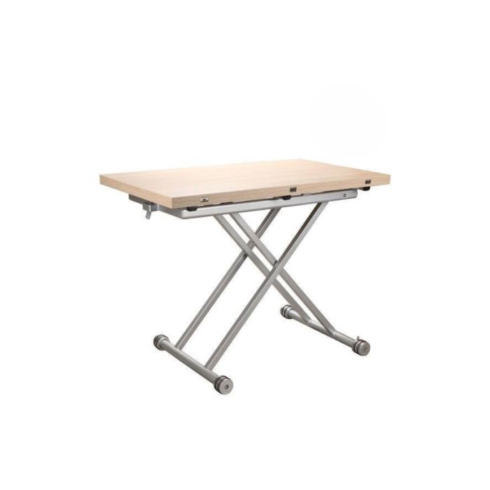 Mesa de Centro Elevable y Tapa Extensible -Color Roble Sonoma -Cerrada 100x57 cm, Abierta 100x114 cm, Altura de 39 a 77 cm