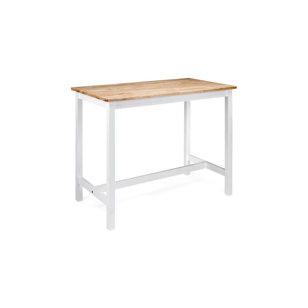 Mesa Alta de Madera Lacada en Blanco Mate con Tapa en Color Roble - Medidas 108x60x91 cm