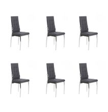 6 Sillas Tapizadas en Tela Gris con Asiento y Respaldo Acolchados, Patas Cromadas - Medidas 45x46x100 cm