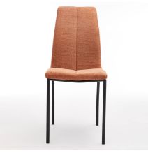 Juego de 4 Sillas con Estructura de Madera Tapizadas en Tela Teja Repelente al Agua y Patas Metálicas -Medidas 43x56x95 cm