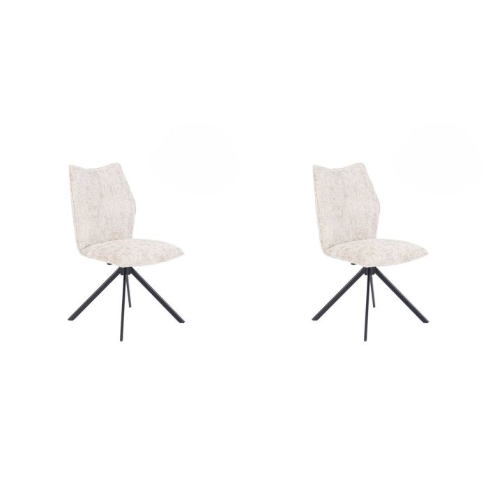 Pack de 2 Sillas Tapizadas en Tela Beige, Patas Negras, Asiento y Respaldo Ergonómicos y Acolchados Medidas 63x48x93 cm