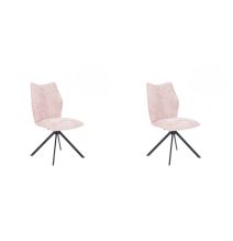Pack de 2 Sillas Tapizadas en Tela Rosa, Patas Negras, Asiento y Respaldo Ergonómicos y Acolchados Medidas 63x48x93 cm
