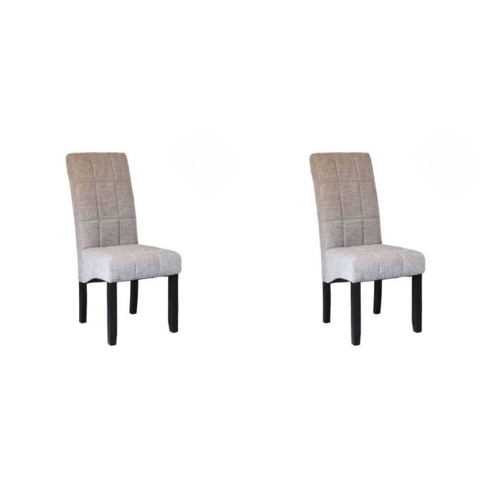 Pack de 2 Sillas Tapizadas en Tela Gris con Patas Negras, Acolchado Cuadrado en Respaldo y Asiento, Medidas 47x62x106.5 cm