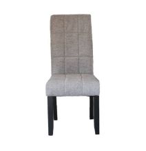 Pack de 2 Sillas Tapizadas en Tela Gris con Patas Negras, Acolchado Cuadrado en Respaldo y Asiento, Medidas 47x62x106.5 cm