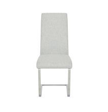 Pack de 4 Sillas Tapizadas en Símil Piel Gris Claro con Pata de Tubo Ovalado en Acabado Cromo, Medidas 46x54x110 cm