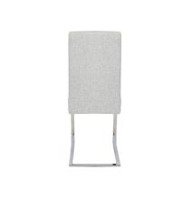 Pack de 4 Sillas Tapizadas en Símil Piel Gris Claro con Pata de Tubo Ovalado en Acabado Cromo, Medidas 46x54x110 cm