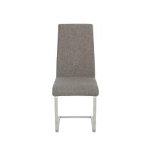 Pack de 4 Sillas Tapizadas en Símil Piel Gris Oscuro con Pata de Tubo Ovalado en Acabado Cromo,Medidas 46x54x110 cm