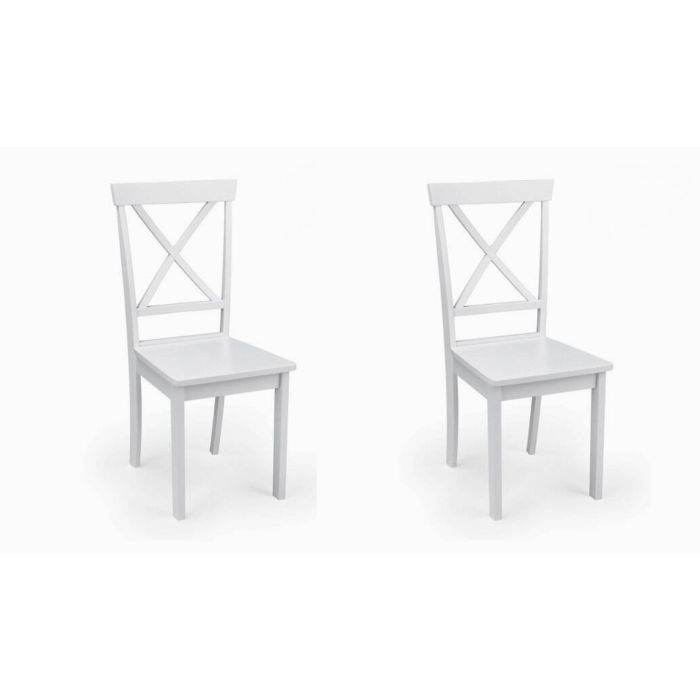 Pack de 2 Sillas de Madera Lacada en Blanco Mate, Diseño Moderno y Elegante, Medidas 42,5x53,94 cm