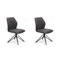 Pack de 2 Sillas con Respaldo y Asiento Tapizados en Tela Gris, Pata Metálica en Acabado Negro Mate, Medidas 62,5x52x93 cm