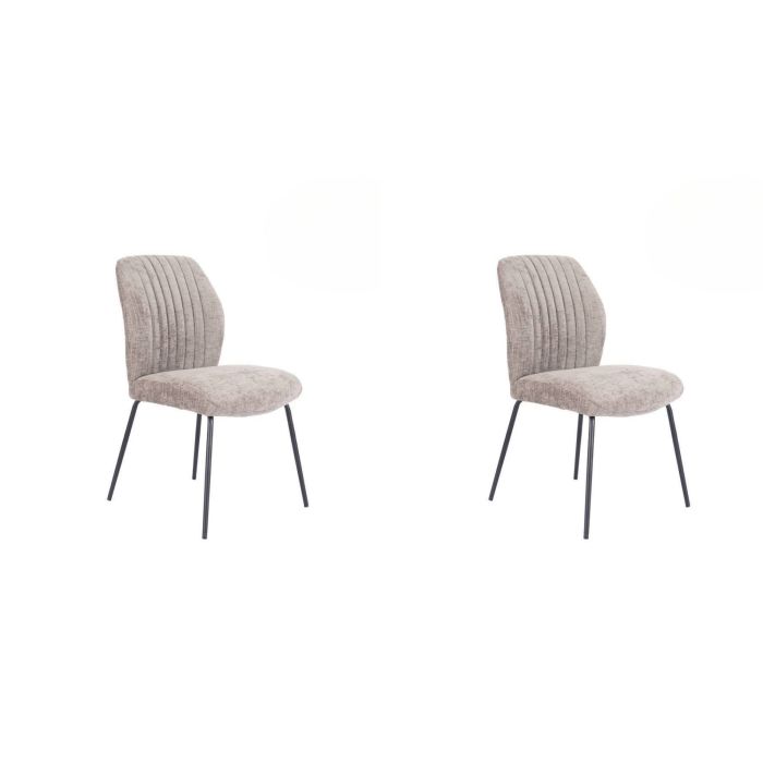 Pack de 2 Sillas Tapizadas en Tela Piedra con Patas en Acabado Negro, Asiento y Respaldo Ergonómicos, Medidas 61x47x89 cm