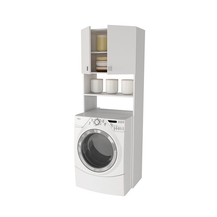 Armario Multiusos Fabricado en Melamina para Lavadora o Baño – 180 x 64 x 35 cm (alto x ancho x fondo)