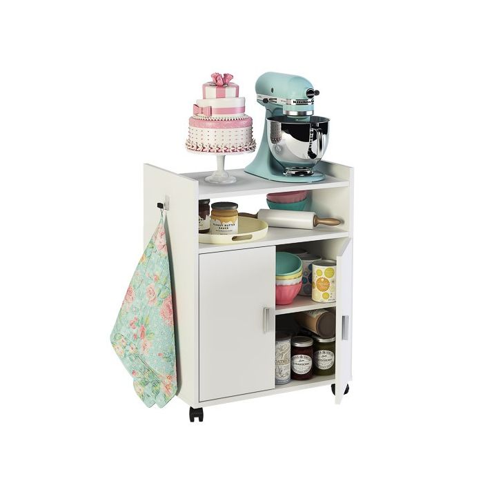Mueble Auxiliar para Microondas – Acabado Blanco – 79,5 x 60 x 40 cm (alto x ancho x fondo)